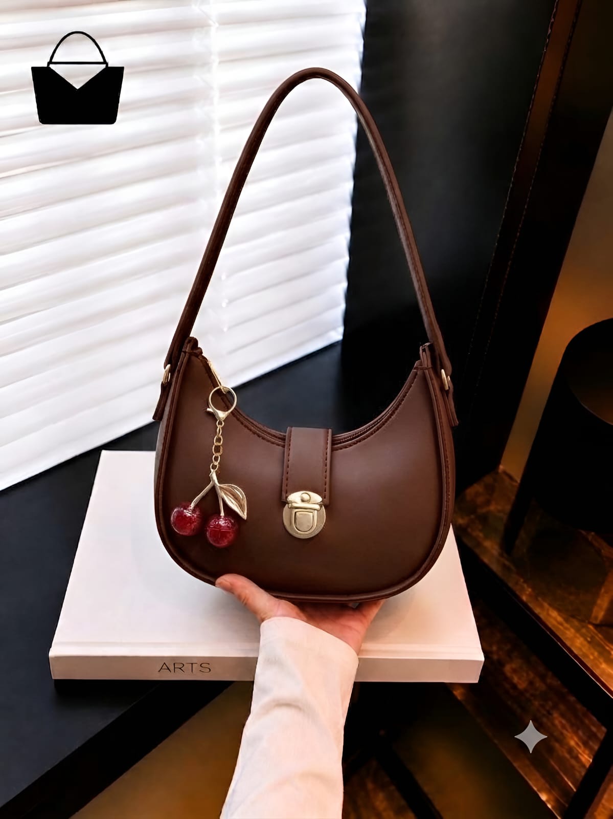Mini Moon Cherry Shoulder Bag for Women – Cute Cherry Charm