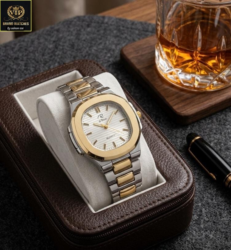 Men's Heavy Metal Chain Watch with Stylish Dial & Master Lock