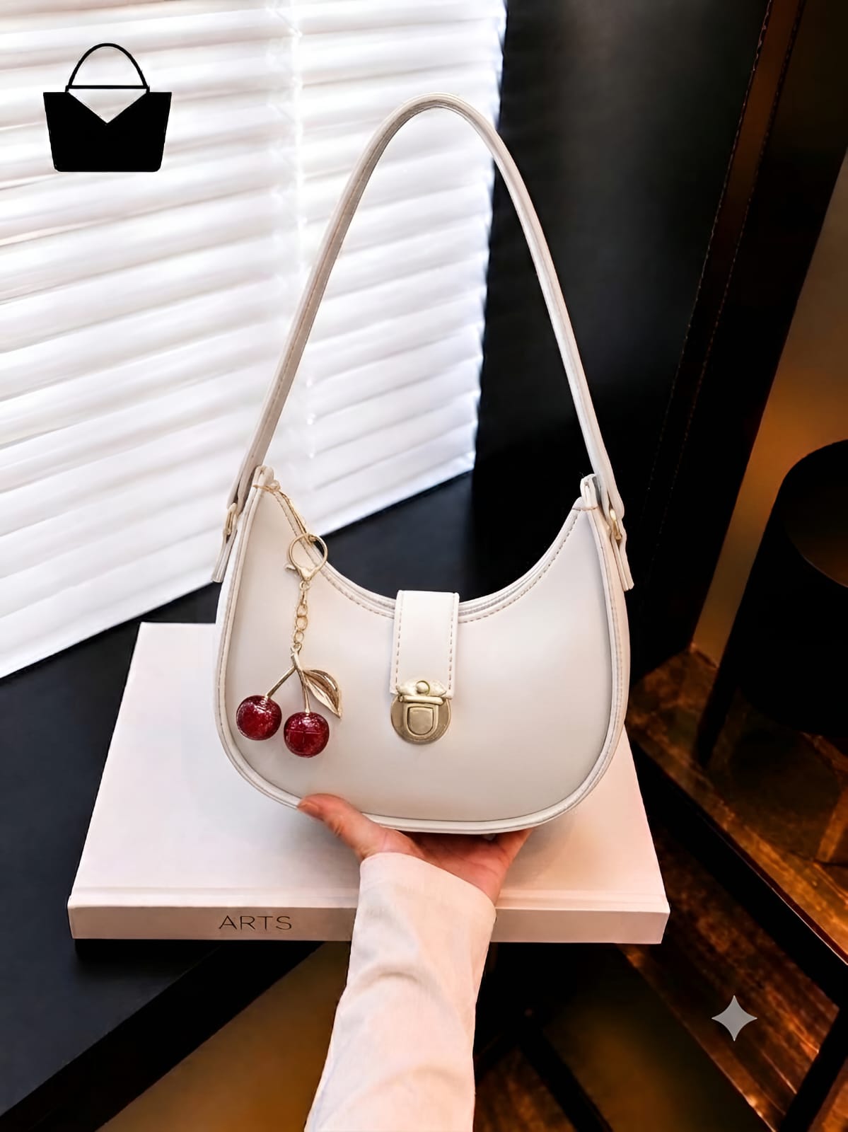 Mini Moon Cherry Shoulder Bag for Women – Cute Cherry Charm