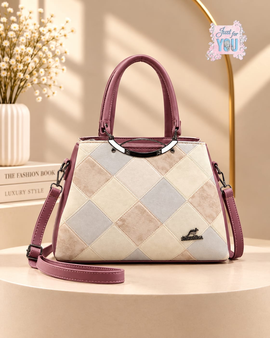 Stylish Medium Women's Shoulder Bag with 3 Compartments & Long Strap