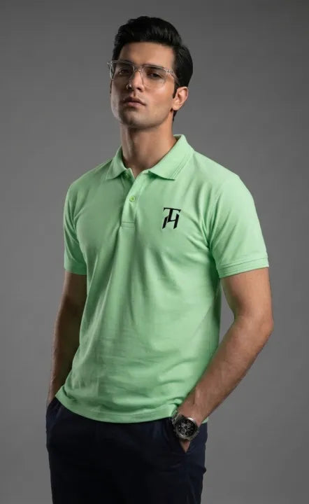 TrendHarbor Premium Mint Green Polo Shirt for Men – Soft & Comfortable Casual Wear