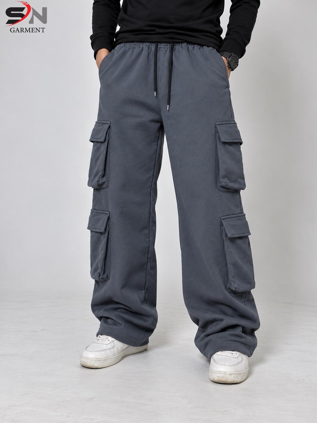 Men’s 8-Pocket Cargo Baggy Trousers – Utility Streetwear Pants