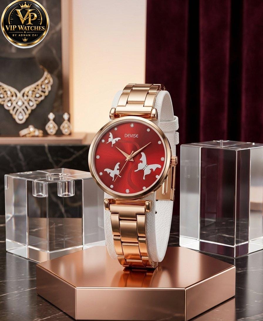 Women’s Rose Gold Butterfly Watch ⌚ | Elegant Dial, Stylish Chain & Premium Fashion Design 🦋✨