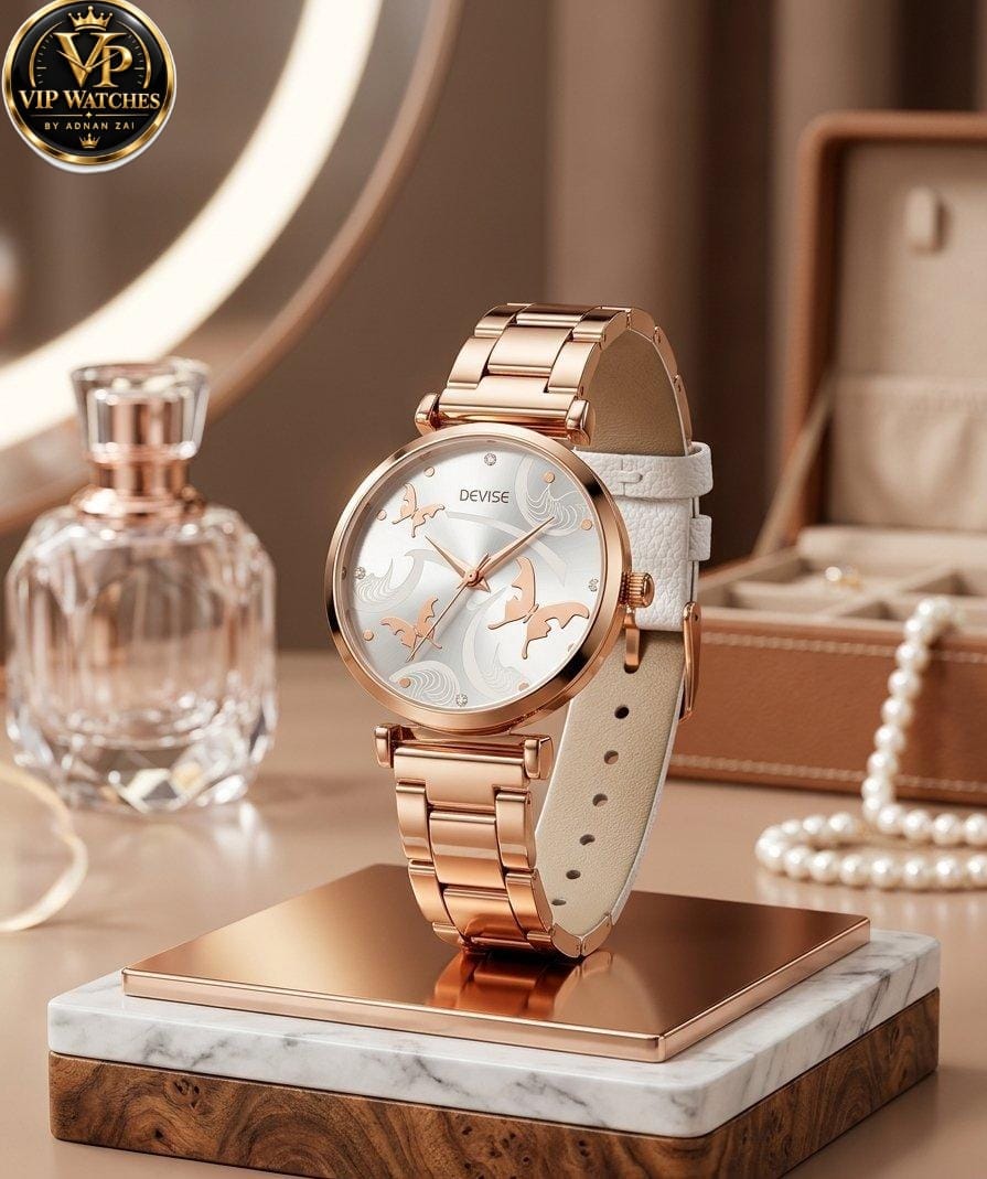 Women’s Rose Gold Butterfly Watch ⌚ | Elegant Dial, Stylish Chain & Premium Fashion Design 🦋✨