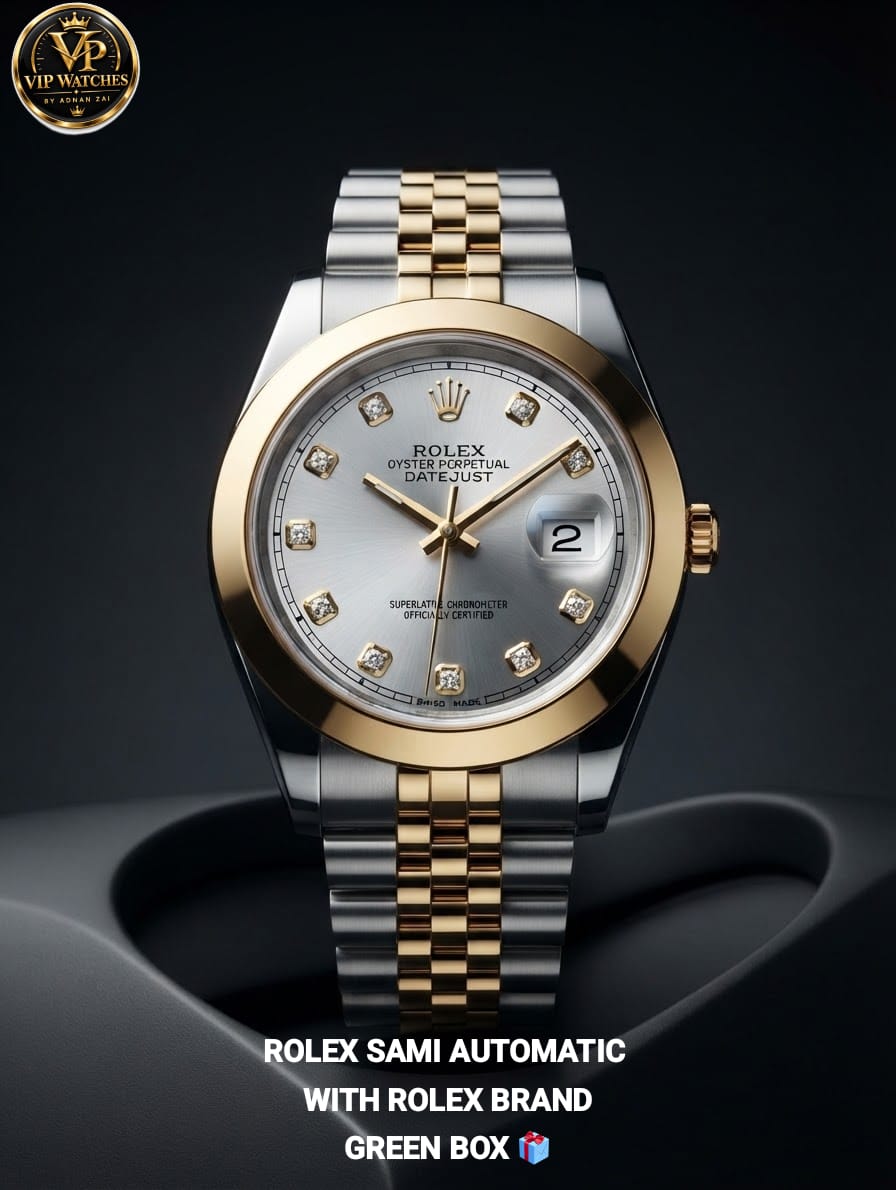 Rolex Submariner Automatic Men's Watch – Working Date, Heavy Steel Chain & Green Gift Box