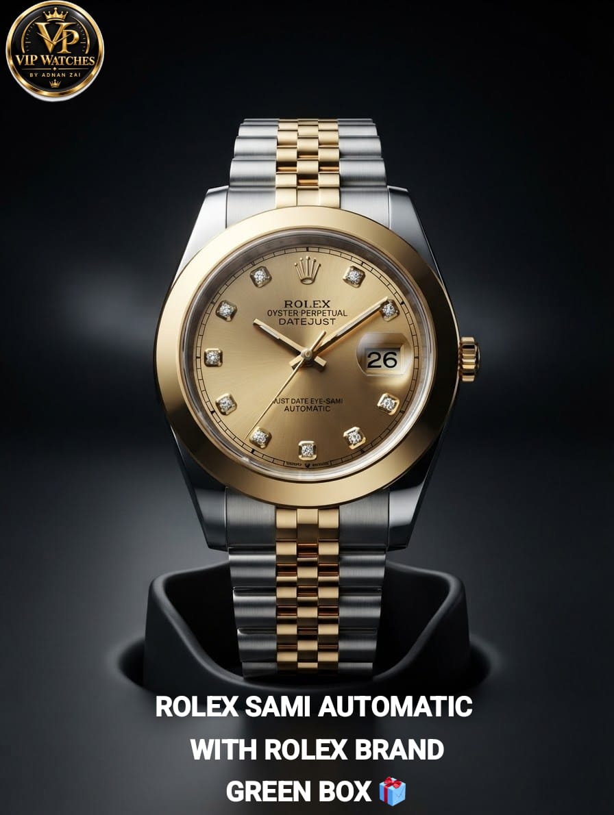 Rolex Submariner Automatic Men's Watch – Working Date, Heavy Steel Chain & Green Gift Box