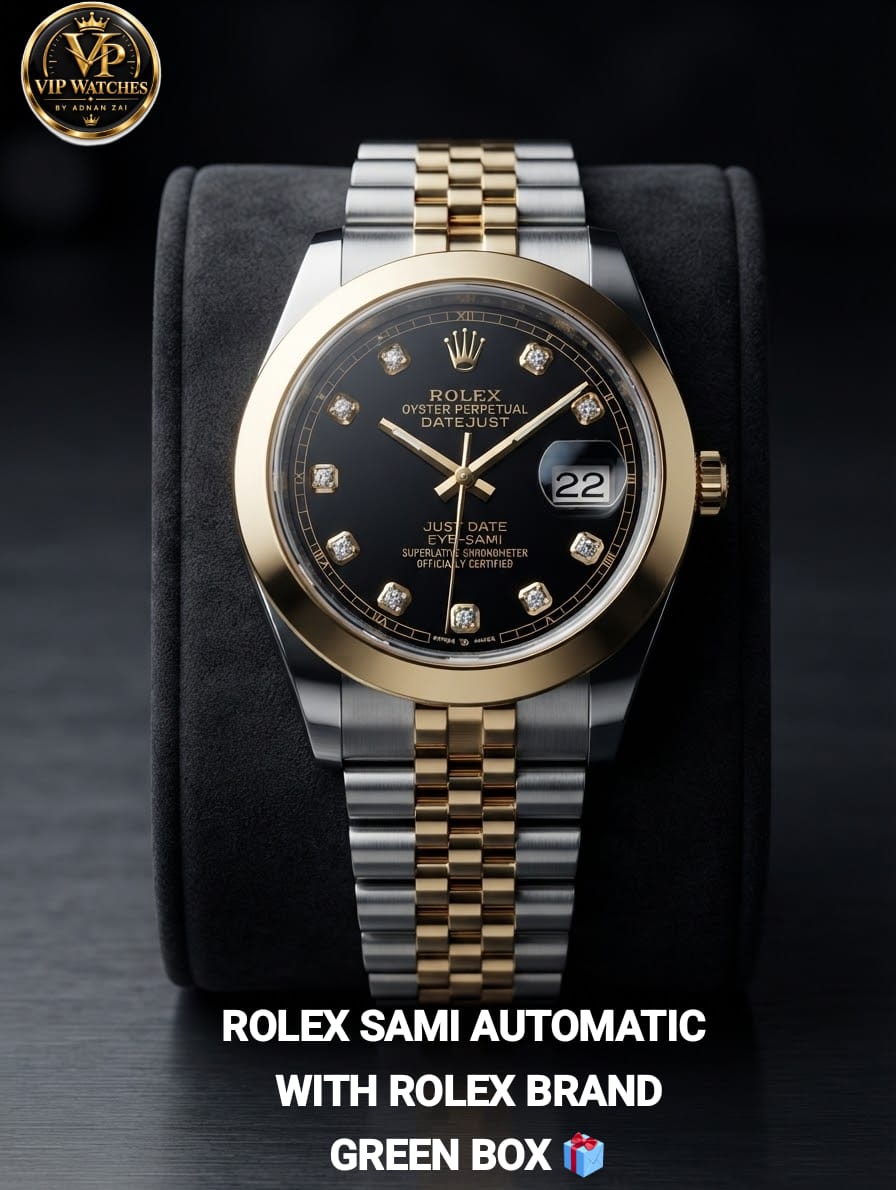 Rolex Submariner Automatic Men's Watch – Working Date, Heavy Steel Chain & Green Gift Box