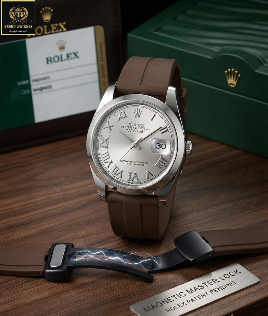 Rolex-Style Men's Watch with Working Date, Quality Strap & Magnetic Master Lock