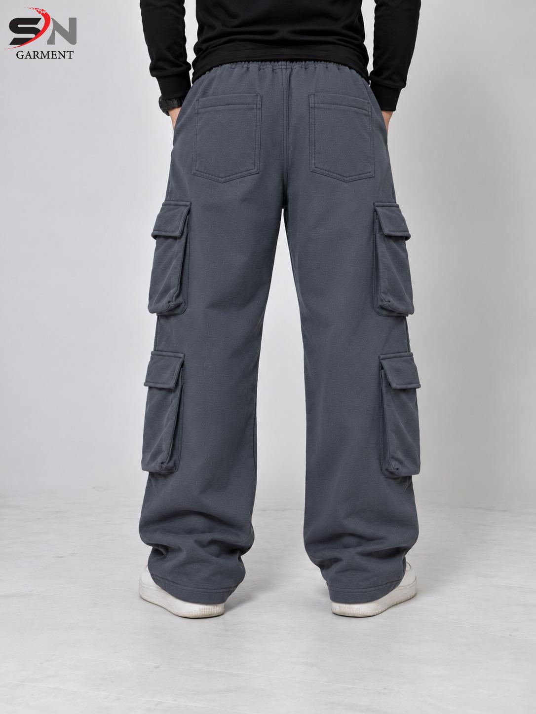 Men’s 8-Pocket Cargo Baggy Trousers – Utility Streetwear Pants