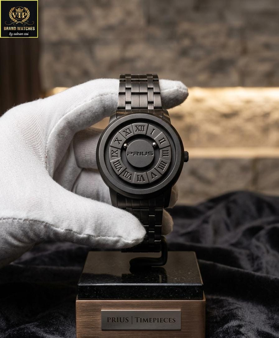 Men's Antique Chain Watch with Magnetic Ball Hour Display, Titanium Chain & Master Lock
