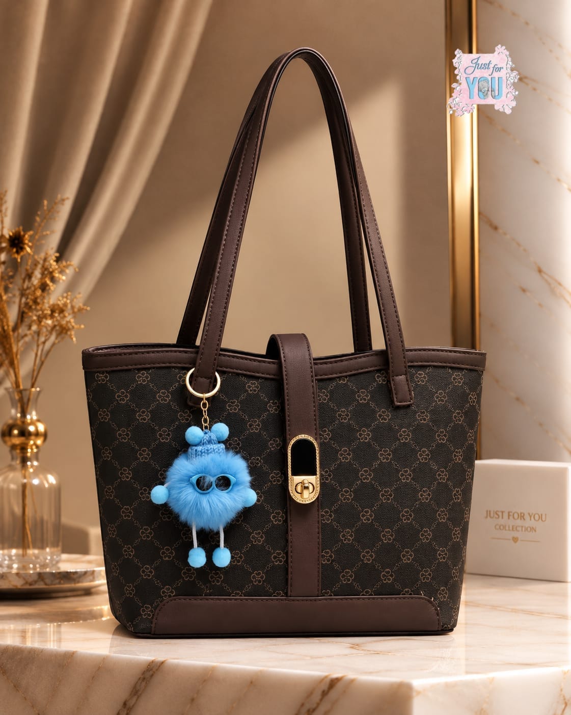 Premium Large Women's Tote Bag with Cute Keychain – Stylish & Elegant Everyday Handbag