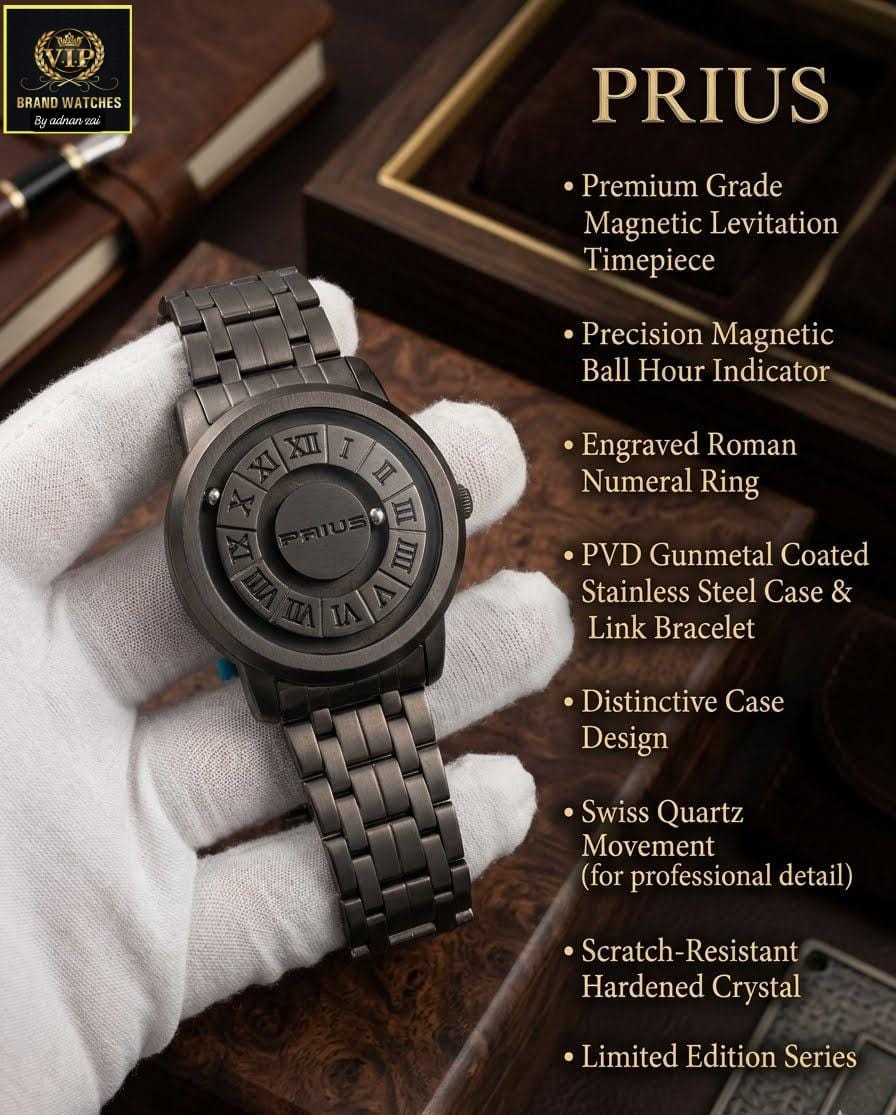 Men's Antique Chain Watch with Magnetic Ball Hour Display, Titanium Chain & Master Lock