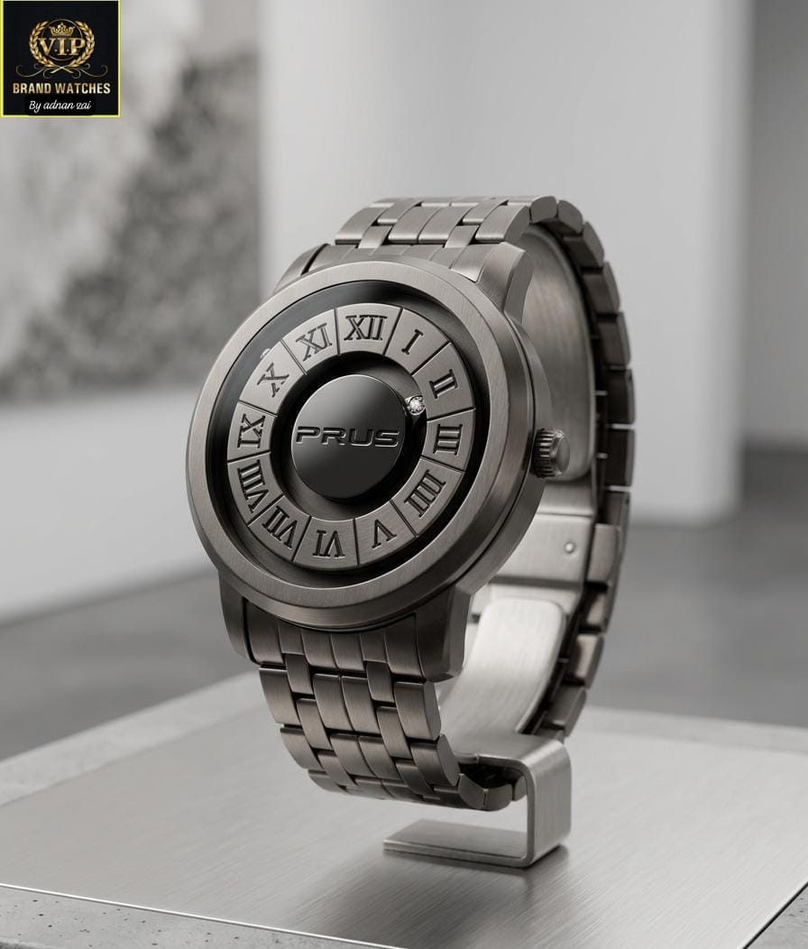 Men's Antique Chain Watch with Magnetic Ball Hour Display, Titanium Chain & Master Lock