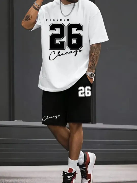 Men Tracksuit, 2 Piece Set, Oversized T Shirt, Cotton Jersey, Men's Shorts Set, Summer Outfit, Casual Wear, Gym Wear, Sports Wear, Graphic T Shirt, Men's Clothing