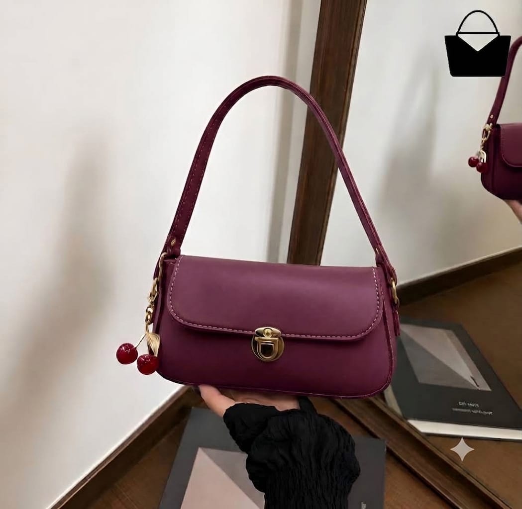 Cherry Handbag for Women – Elegant Gold Lock, Cute Cherry Charm & Premium Design