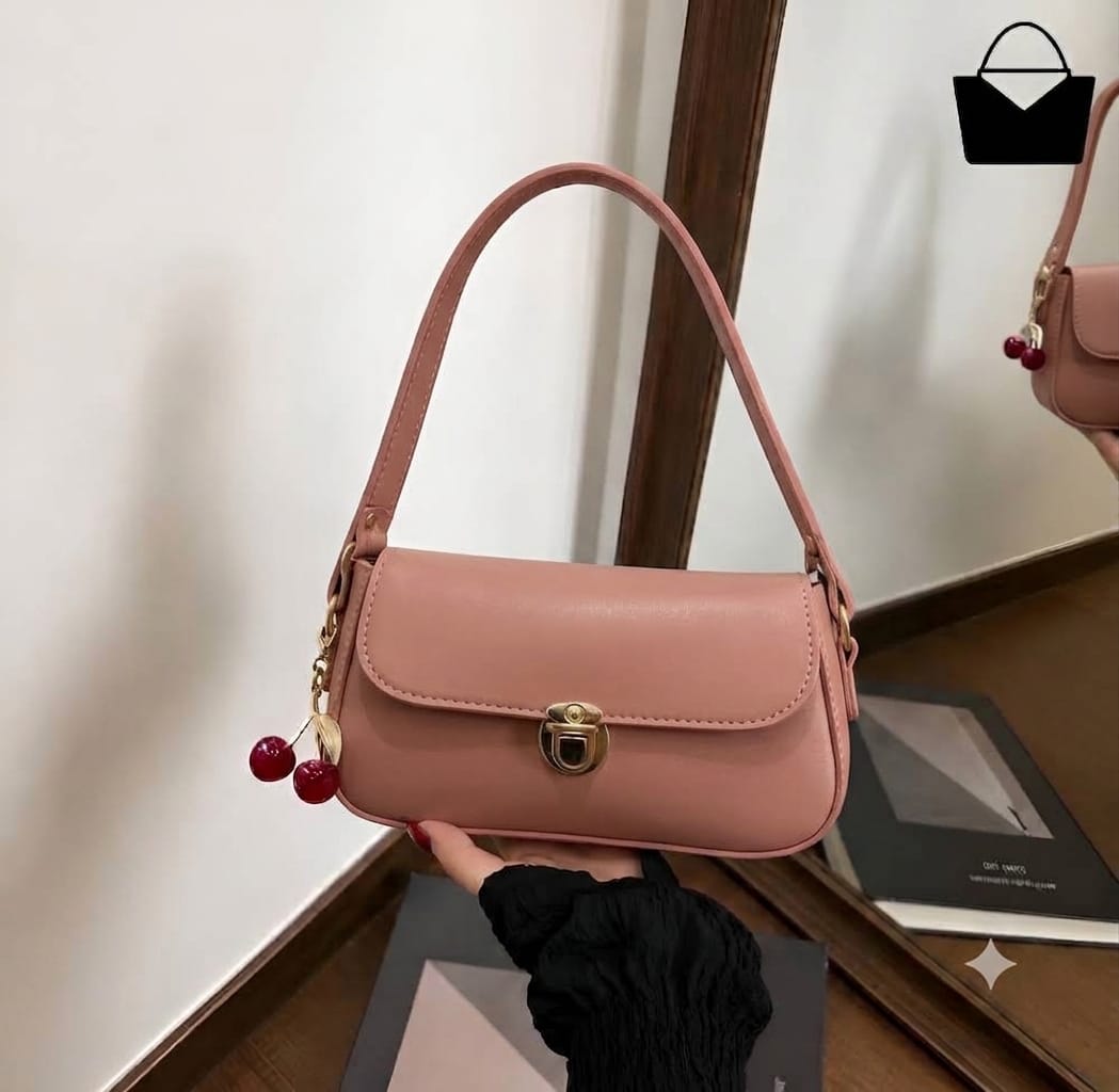 Cherry Handbag for Women – Elegant Gold Lock, Cute Cherry Charm & Premium Design