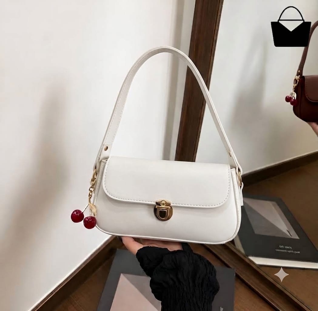 Cherry Handbag for Women – Elegant Gold Lock, Cute Cherry Charm & Premium Design