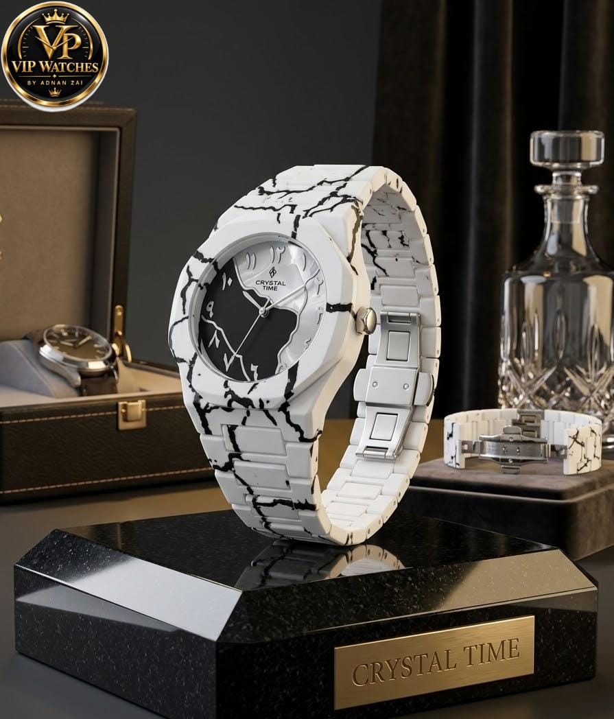 Crysta Time Men’s Stainless Steel Chain Watch with Butterfly Lock & Waterproof Design ⌚